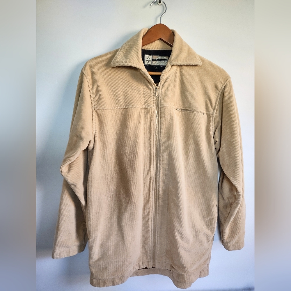 Prana Tan Corduroy Shackey Full Zip Shirt Jacket Men’s Size Medium Beige Collar